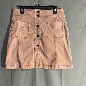 prAna Skirt Womens 10 Pink Corduroy Mini Merrigan Button Pockets